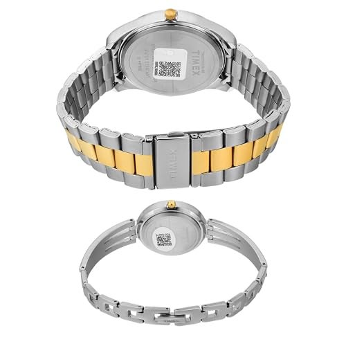 TIMEX Analog Watch for Unisex with Silver Round Dial & Two Tone Stainless Steel Bracelet Band Water Resistant Unisex Wrist Watches - TW00PR308 - Image 4
