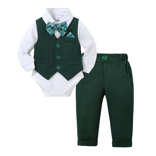 DISAUR Baby Boy First Christmas Outfit 1824 Months 2t Baby Boy Christmas Tree Green Blessing Tuxedo - Image 1