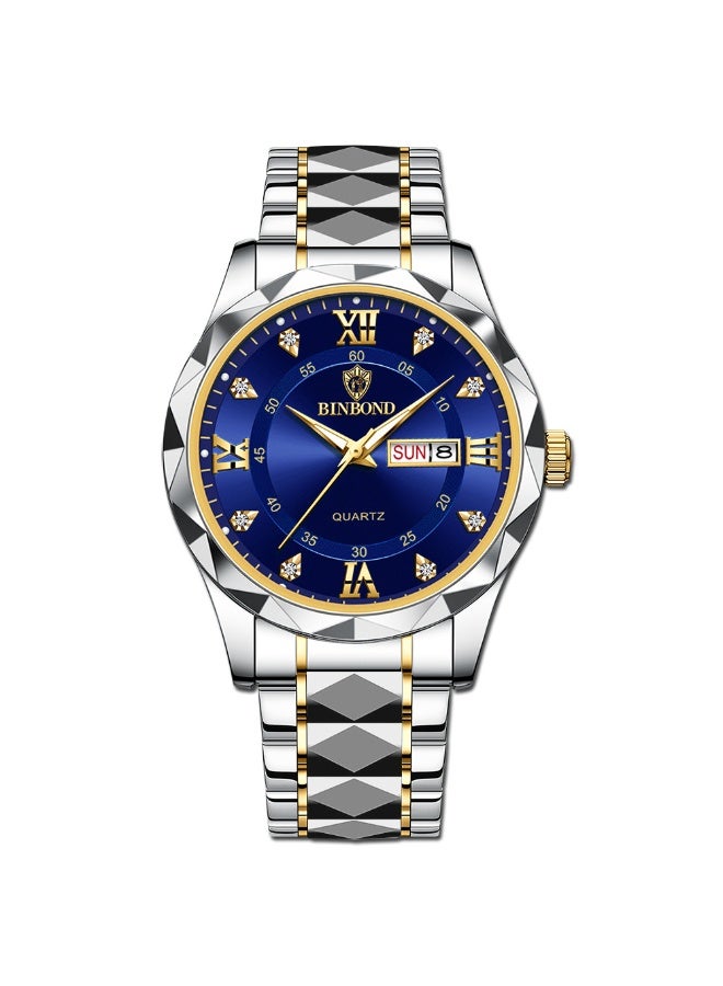 BINBOND Men's Business Stylish Dual Calendar Luminous Waterproof Quartz Watch - Image 1
