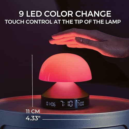 LEXON ساعة منبه ليكسون مينا شروق الشمس، ضوء الاستيقاظ ومصباح الغروب لروتين النوم - أحمر داكن - Image 5