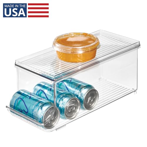 InterDesign iDesign Soda Can Organizer with Lid for Pantry or Refrigerator - Clear - Made in USA - Image 2