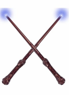 Light Up Magic Wizard Wands Sound Illuminating Toy Wand for Kids Girls Boys Party Costume Cosplay Accessory 2 Piece Brown