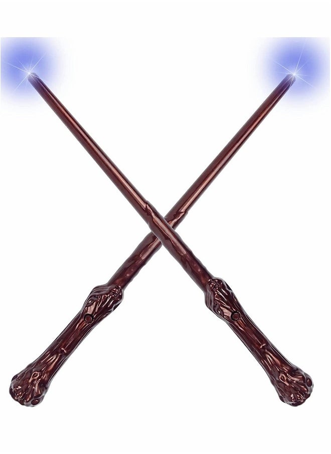 Generic - Light Up Magic Wizard Wands Sound Illuminating Toy Wand for Kids Girls Boys Party Costume Cosplay Accessory 2 Piece Brown - Image 1