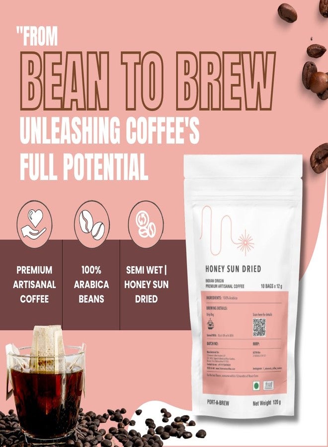 7 Elements Coffee Roasters Honey Sun Dried Port-A-Brew Pour Over Coffee Drip Bags - Pack Of 10 Sachets | Medium Roast | 100% Arabica Freshly Roasted Ground Coffee Bag | Flavored Coffee |Carry Anywhere - Image 5