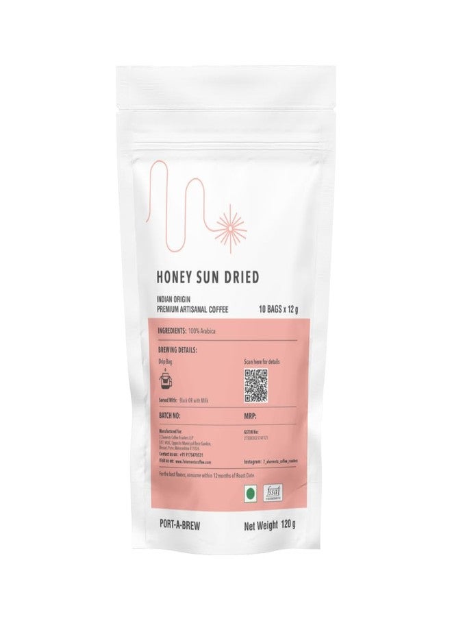 7 Elements Coffee Roasters Honey Sun Dried Port-A-Brew Pour Over Coffee Drip Bags - Pack Of 10 Sachets | Medium Roast | 100% Arabica Freshly Roasted Ground Coffee Bag | Flavored Coffee |Carry Anywhere - Image 2