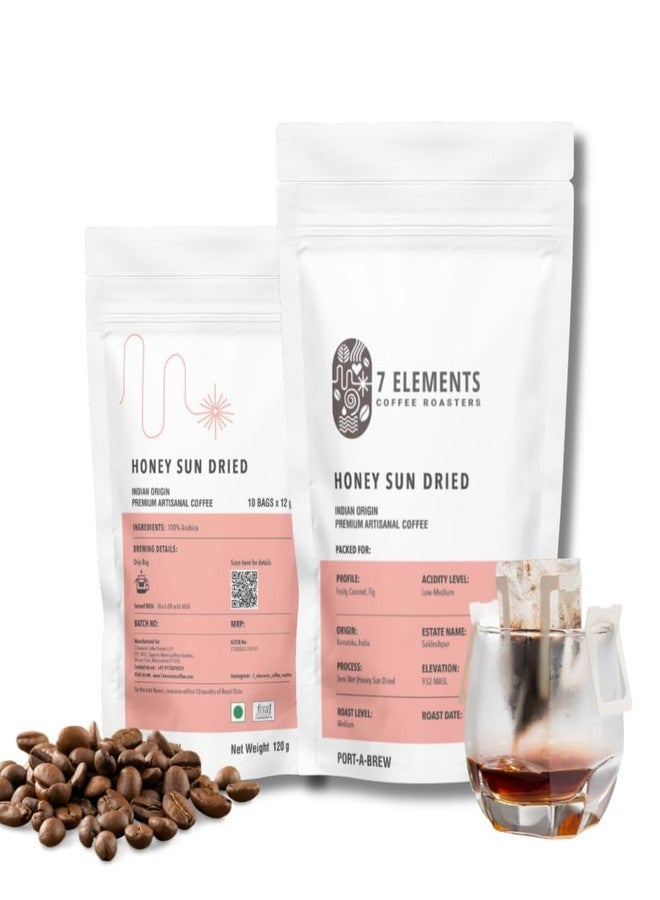 7 Elements Coffee Roasters Honey Sun Dried Port-A-Brew Pour Over Coffee Drip Bags - Pack Of 10 Sachets | Medium Roast | 100% Arabica Freshly Roasted Ground Coffee Bag | Flavored Coffee |Carry Anywhere - Image 3