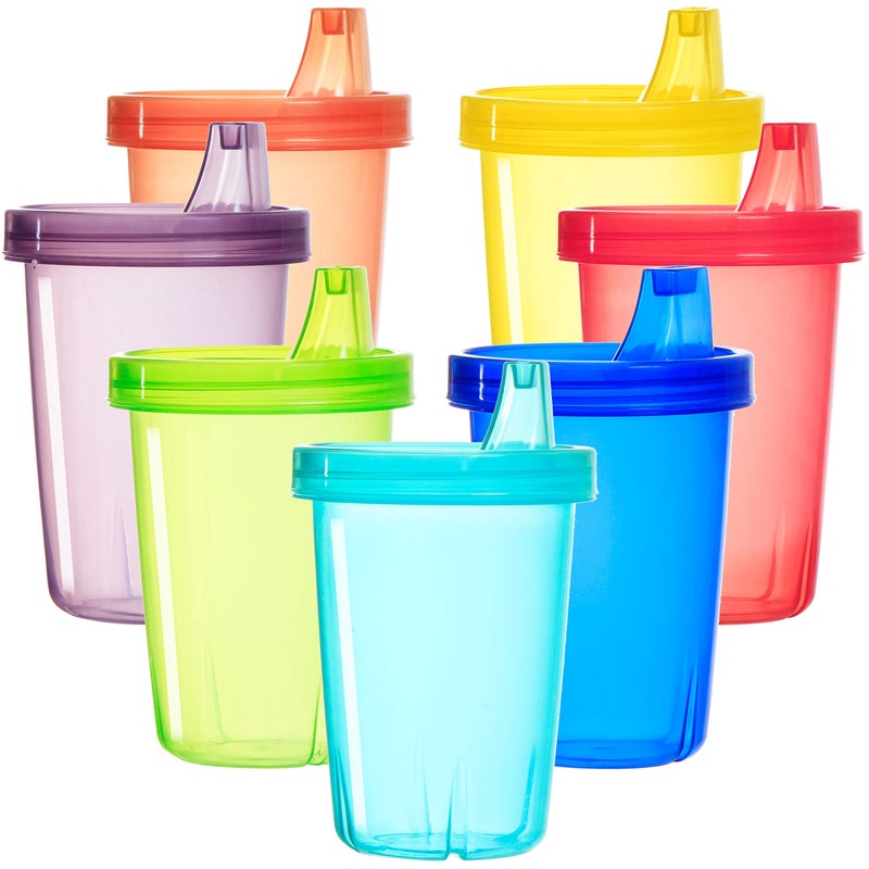 Youngever 7 Pack Kids Sippy Cups - 7 Assorted Color Sippy Cups for Infant, Toddler - Image 1