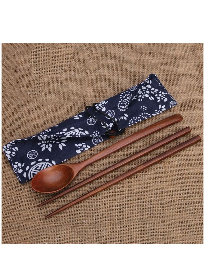 3-Piece Chopsticks And Spoon Cutlery Set Brown - Image 5