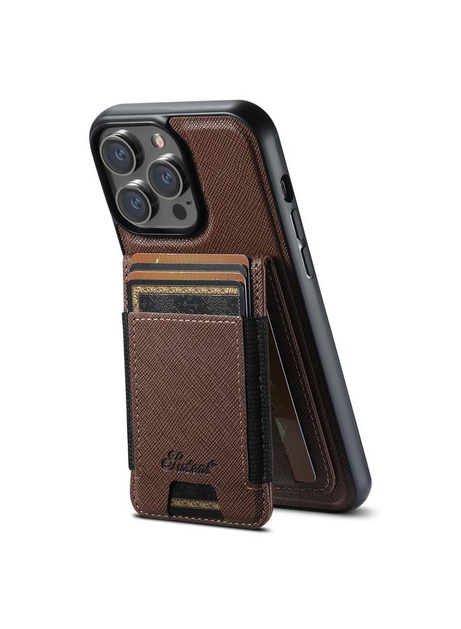 Suteni Case For iPhone 16 Pro H17 Cross Grain Leather MagSafe Detachable Wallet Phone Case - Image 1