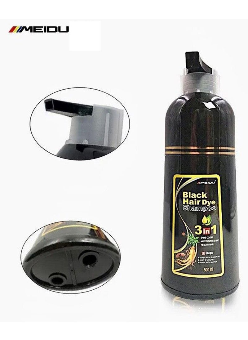 Meidu 3 In One Permanent Black Hair Dye Shampoo 500 ml  - Image 5