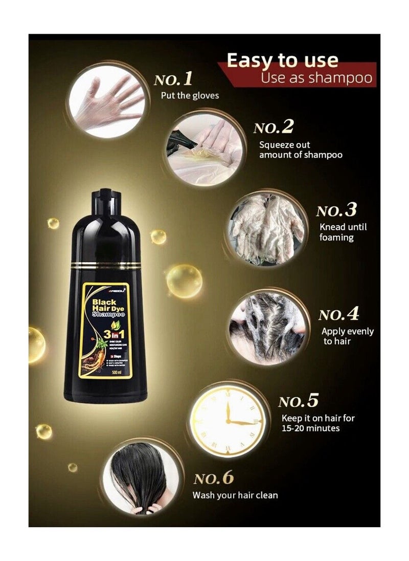 Meidu 3 In One Permanent Black Hair Dye Shampoo 500 ml  - Image 3