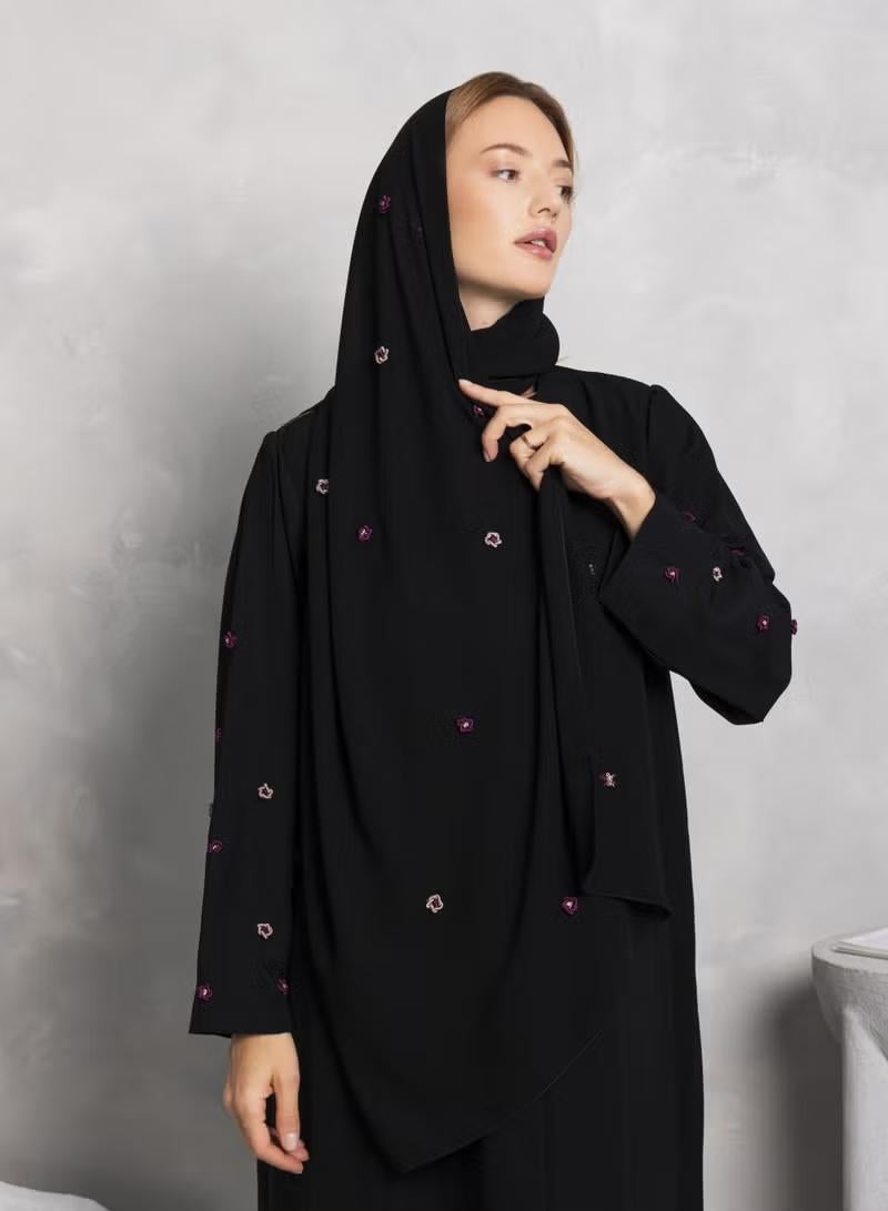 Nikias Abaya Nida with plain inner and crushed abaya - Image 1