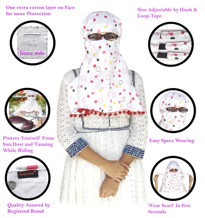 Switchon Pure Cotton Multi Color Scarf Cum Hijab For 12 Yrs And Above Female(Multi) - Image 4