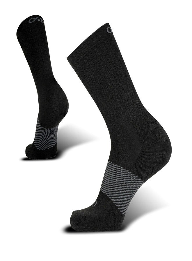 OS1st Wicked Comfort Crew Socks with light compression for maximum cushion, blister protection and breathable fabric (US, Alpha, Large, Regular, Regular, Black) - Image 1
