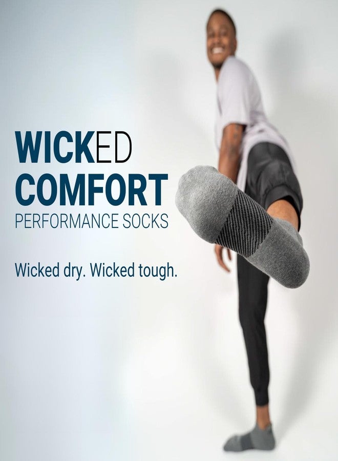 OS1st Wicked Comfort Crew Socks with light compression for maximum cushion, blister protection and breathable fabric (US, Alpha, Large, Regular, Regular, Black) - Image 2