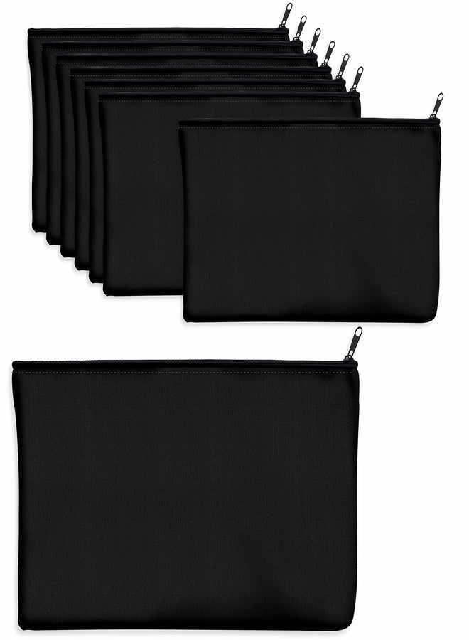 Vantasii 8 Pack Canvas Pencil Pouch, DIY Craft Zipper Bags Blank Makeup Bags Multifunctional Pouches Pencil Case for Cosmetic Toiletry Stationary (Black, 8.3” x 4.7”) - Image 1