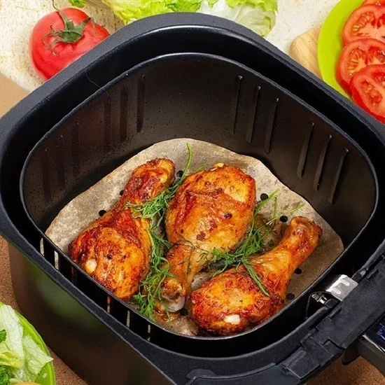 5 دي ام 100 Pcs Air Fryer Baking Paper Disposable Air Fryer Non-Stick Greaseproof Paper Perforated Model