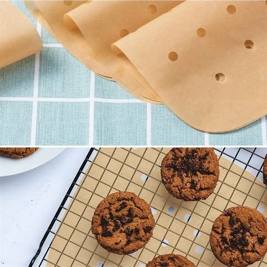 5 دي ام 100 Pcs Air Fryer Baking Paper Disposable Air Fryer Non-Stick Greaseproof Paper Perforated Model