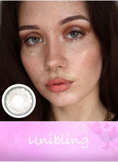 Unibling Flirting Grey Yearly Colored Contact Lenses, Unisex Cosmetic Contact Lenses, Enlargement Collection, Light Gray, With Case  - Image 5
