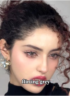 Unibling Flirting Grey Yearly Colored Contact Lenses, Unisex Cosmetic Contact Lenses, Enlargement Collection, Light Gray, With Case  - Image 2