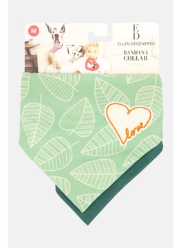 ED Ellen DeGeneres 2 Pcs Embroidered  Pet Bandana Collar, Green Combo  - Image 1