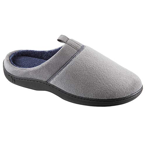 Isotoner Men's Classic Microterry Slippers - Cooling Gel-Infused Memory Foam, Indoor/Outdoor Soles, Machine Washable, Microterry Ash, 9.5-10.5 - Image 2