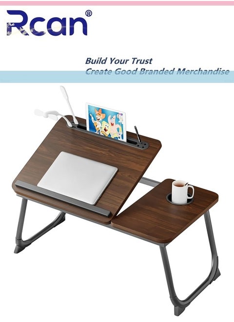Laptop Bed Tray Table 5 Speed Adjustable Portable Lap Tray Table with USB Charge Port and Cup Holder Foldable Laptop Bed Table for Bed Couch Sofa and Flooring Eating Working Writing