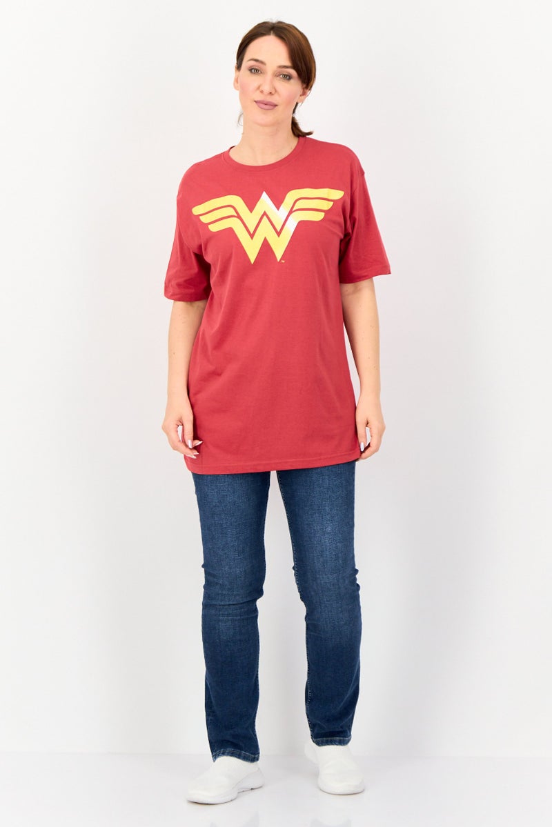 DC Women Crew Neck Short Sleeve Graphic Print T-shirt, Red - Image 4