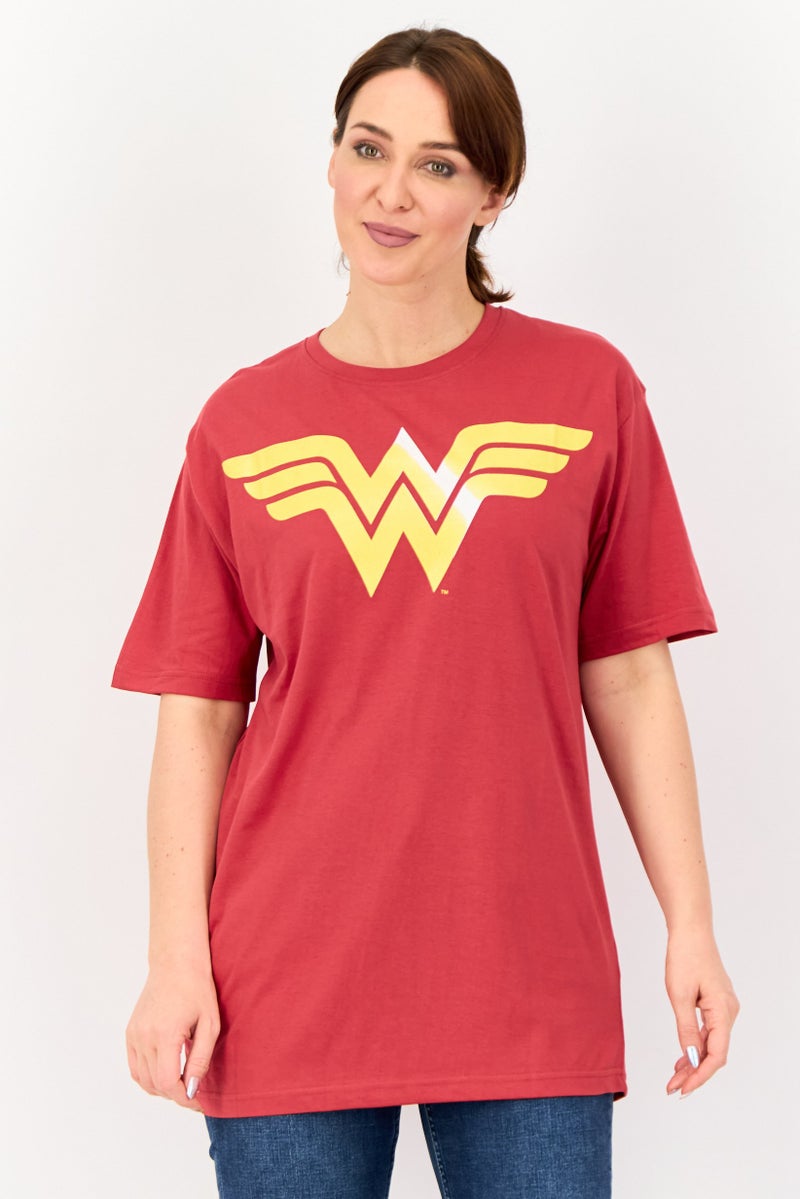 DC Women Crew Neck Short Sleeve Graphic Print T-shirt, Red - Image 1