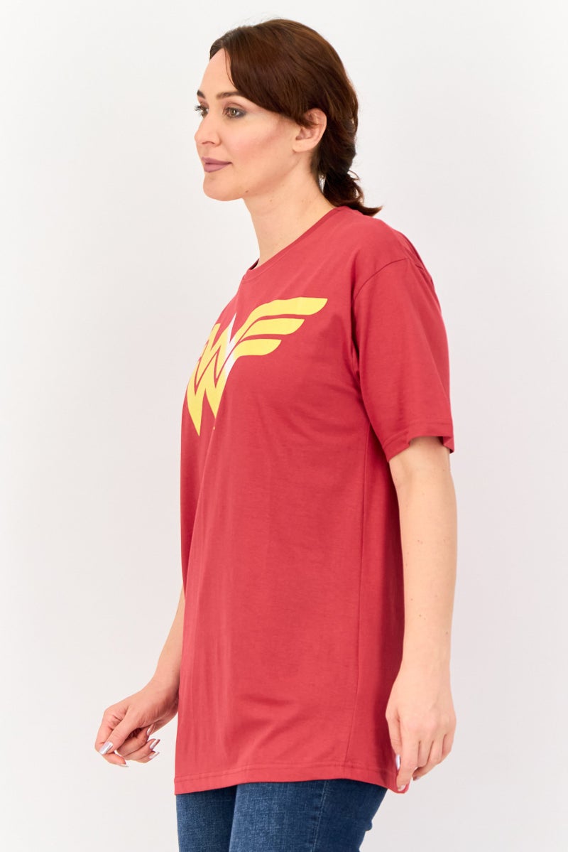 DC Women Crew Neck Short Sleeve Graphic Print T-shirt, Red - Image 2