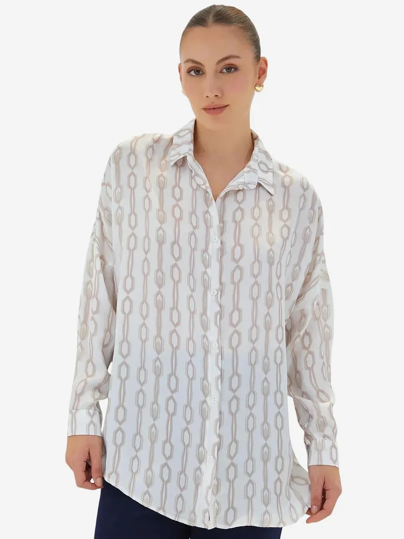 بيغ دارت قميص ساتان واسع بأزرار