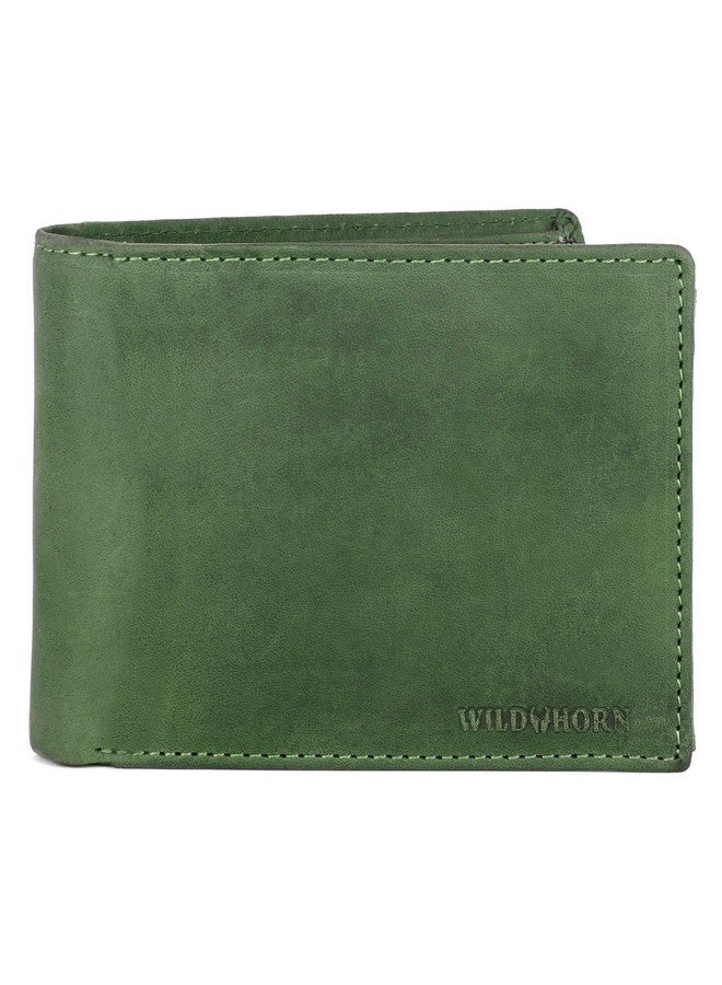 WildHorn Green Hunter Leather Wallet for Men I 9 Card Slots I 2 Currency & 2 Secret Compartments I 1 Zipper & 3 ID Card Slots - Image 3