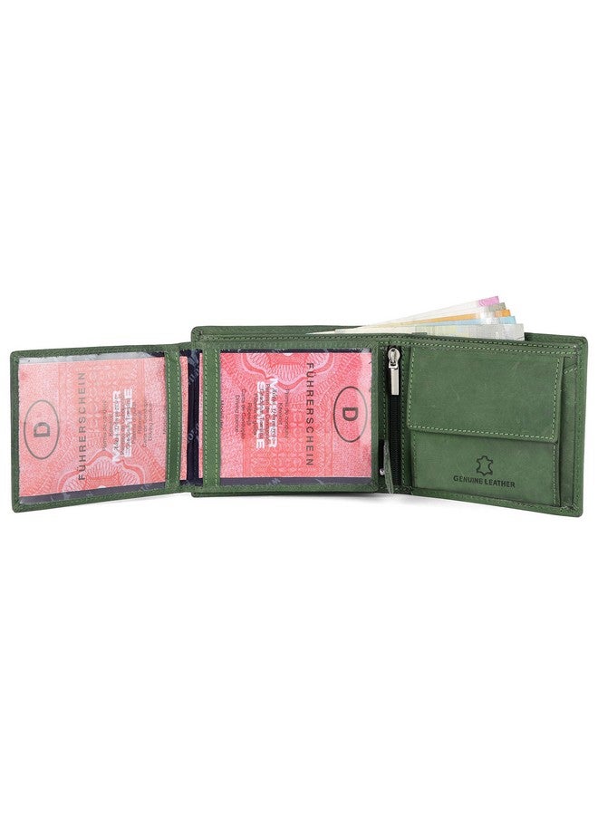 WildHorn Green Hunter Leather Wallet for Men I 9 Card Slots I 2 Currency & 2 Secret Compartments I 1 Zipper & 3 ID Card Slots - Image 5
