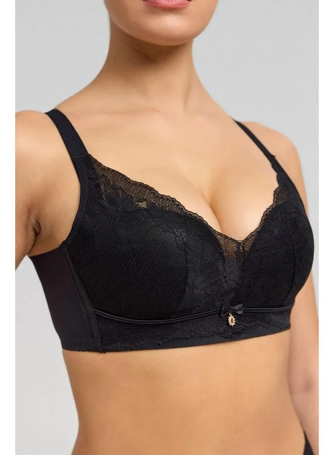 Aytuğ Black Lace-Detail Ghost Bra.