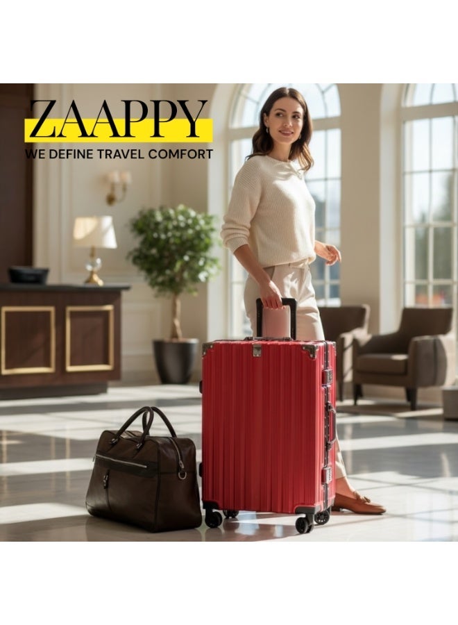 ZAAPPY Aluminum Framed Check In Luggage – Zipperless 24 inch Suitcase with 20-25 KG Capacity, Secured Lock & 8 Spinner Wheels – Durable PU Duffle Bag Combo - Image 2