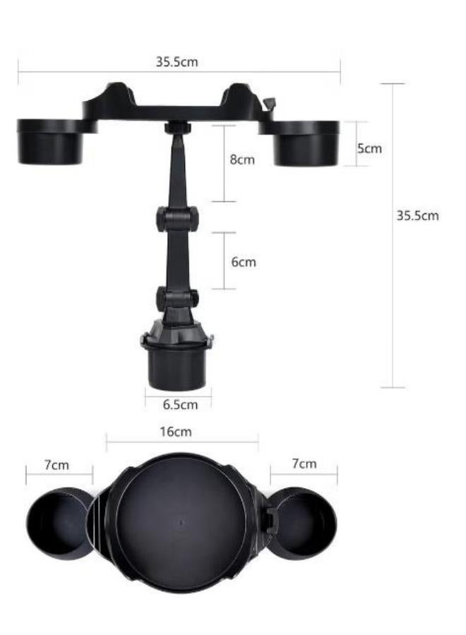 Car Food Storage Tray Table Drink Holder With Cell Phone Slot In-Car Console Seat Bottle Organizer Stand Insert 360 Degree Swivel Arm Driver's Drinking Station Black - Image 2