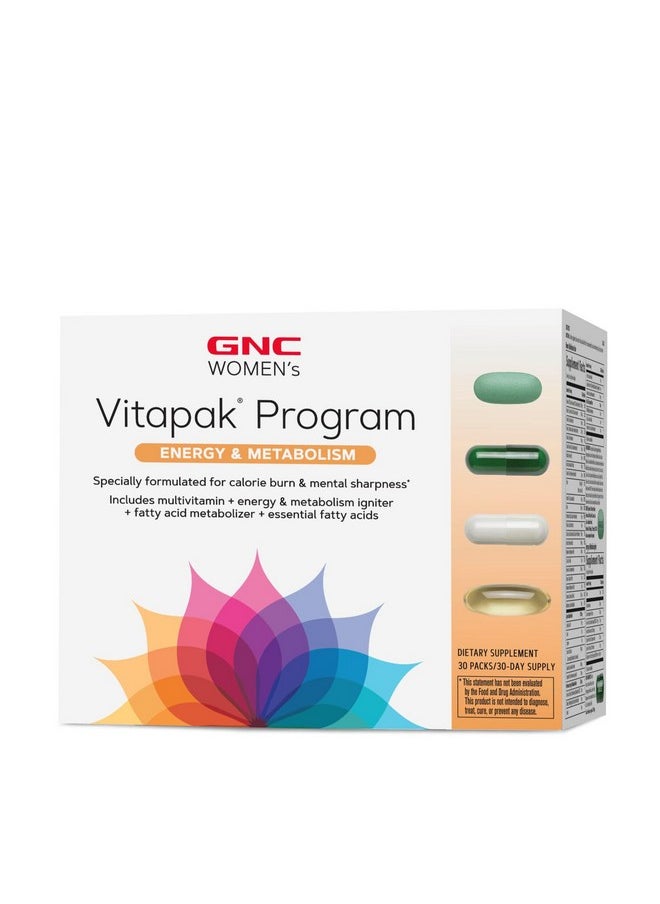 GNC - GNC Women's Vitapak Program - Energy & Metabolism | Complete Nutrient System Designed for Women | Supports Increased Energy & Metabolism Plus Performance & Focus |Daily Supplement | 30 Packs - Image 1