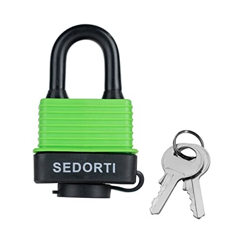 SEDORTI Colored Waterproof Padlocks, Heavy Duty Laminated Steel Lock with Green Plastic Covered, Keyed Alike Outdoor Locks, Can Be Used as Lockout Tagout Lock, Pack of 12 - Image 2