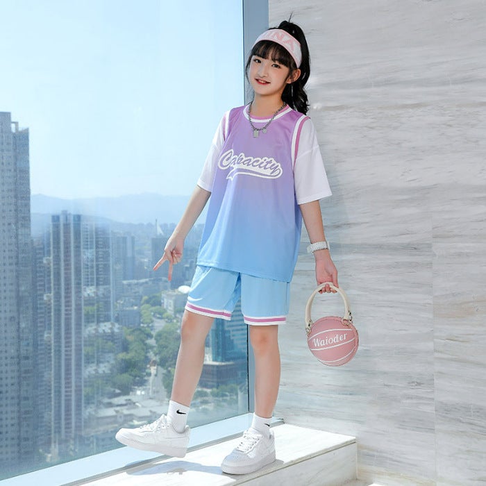 2024 Summer Girls Basketball Suit Set blue purple