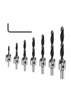 Countersink Drill Bits Set, 7 Pcs Counter Sink Bit for Wood High-Speed Steel, Woodworking Carpentry Reamer with 1 Free Hex Key Wrench