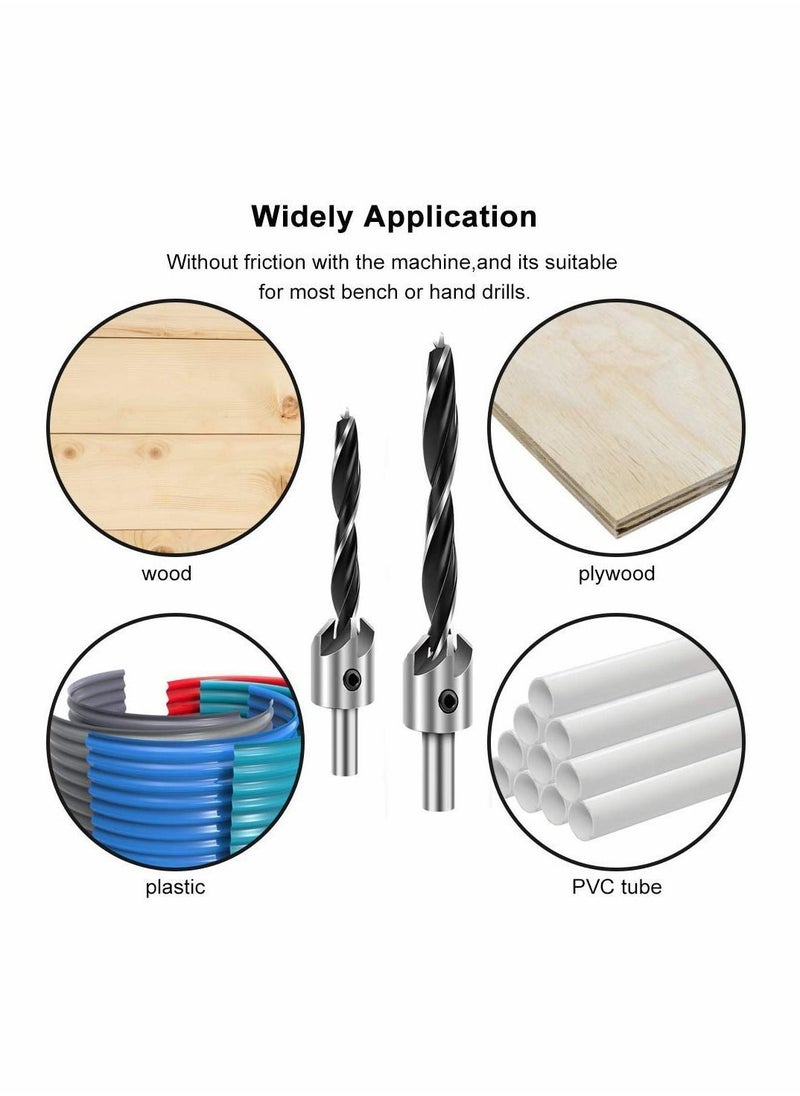 Y&D - Countersink Drill Bits Set, 7 Pcs Counter Sink Bit for Wood High-Speed Steel, Woodworking Carpentry Reamer with 1 Free Hex Key Wrench - Image 1