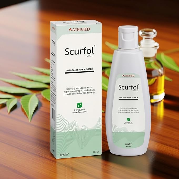 ATRIMED Anti-Dandruff Scurfol Shampoo: Ayurvedic Formula by Plant Scientists | Non-Sticky & Easily Washable | 300ml | Pack of 3 | Controls Dandruff | Ayurvedic Shampoo - Image 2