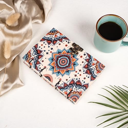 CRAFT JUNKY Journal Diary with Handcrafted Box, 5 x 7 Inch Special Binding Unruled Lock Diary for Girls, Art Book with Aesthetic Print Sketch Book for Artists, 200 Acid-Free Pages A5 (MANDALA) - Image 2