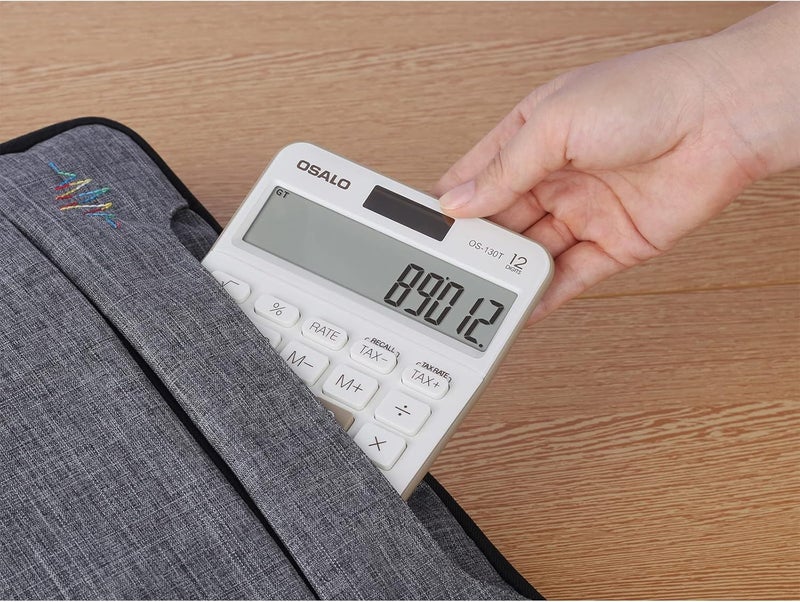 OSALO Desktop Calculator Extra Large Display Large Buttons 12-Digits Office Desk Calculator with VAT Tax Function (OS-130T) - Image 3
