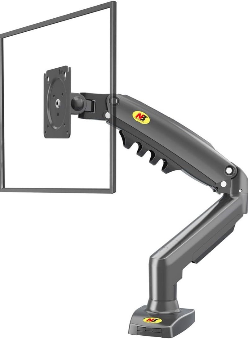 حامل شاشة كمبيوتر للمكتب قابل للتعديل مع ذراع زنبركي غازي وزاوية إمالة وارتفاع قابل للتعديل للشاشات من 17 إلى 30 بوصة، VESA 75x75/100x100 مم مع مشبك وقاعدة تثبيت F80 - Image 4