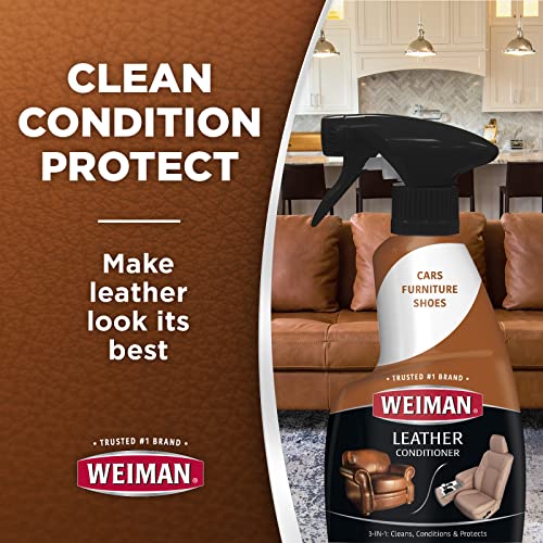 Weiman Leather Cleaner and Conditioner for Furniture - 12 Ounce - 2 Pack - Ultra Violet Protection Help Prevent Cracking or Fading of Leather Couches, Car Seats, Shoes, Purses - Image 3