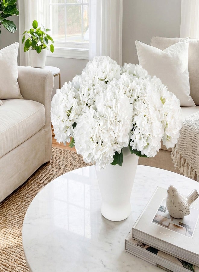 Partyjoy PARTY JOY 12PCS 15.4In Artificial Hydrangea Silk Flowers Bouquet Faux Hydrangea Stems for Wedding Centerpieces Home Decor (White,12pcs) - Image 5