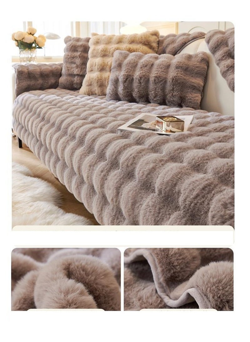 BAIG 3Pcs Set Plush Sofa Cover Anti-pill Sofa Cover Thicken Warm Sofa Seat Mat Full Coverage Pet Hair Proof Slipcover Non Slip Elastic - Image 2