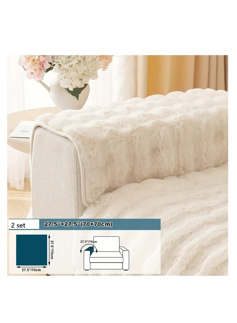 BAIG 3Pcs Set Plush Sofa Cover Anti-pill Sofa Cover Thicken Warm Sofa Seat Mat Full Coverage Pet Hair Proof Slipcover Non Slip Elastic - Image 3