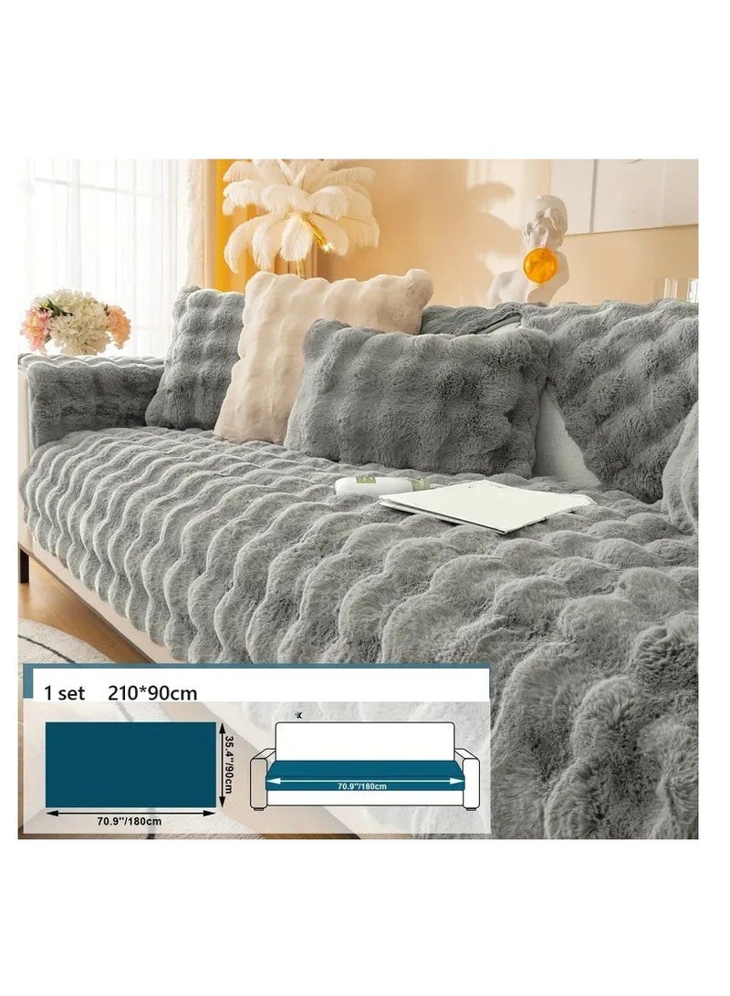 BAIG 3Pcs Set Plush Sofa Cover Anti-pill Sofa Cover Thicken Warm Sofa Seat Mat Full Coverage Pet Hair Proof Slipcover Non Slip Elastic - Image 4